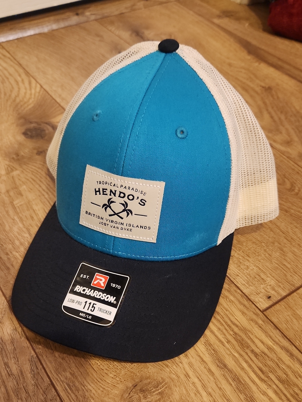 Tropical Paradise Hendo's Blue And White Trucker Hat